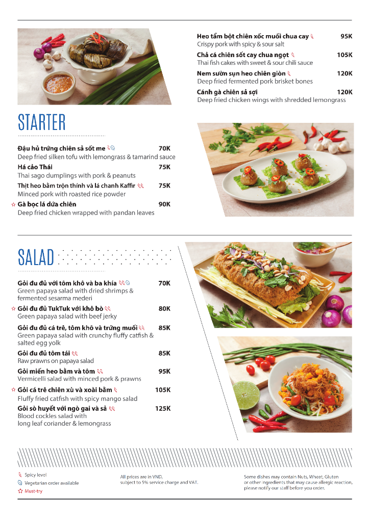 Menu TukTuk Thai Bistro